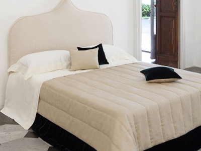 Rodi quilted 270x270 bedcover 100% linen bordered in velvet