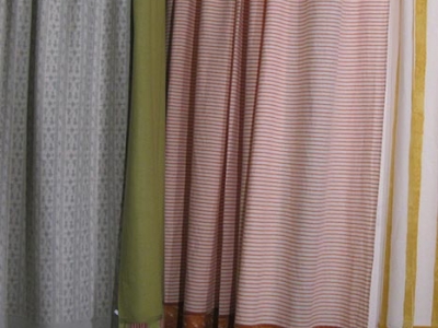 Bordered linen drapes in different colours