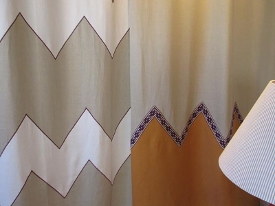 Special curtains zig-zag pattern pure linen