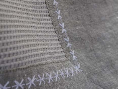 LUNA STAR bed cover 100% cotton border in Laveno linen 'star' stitching